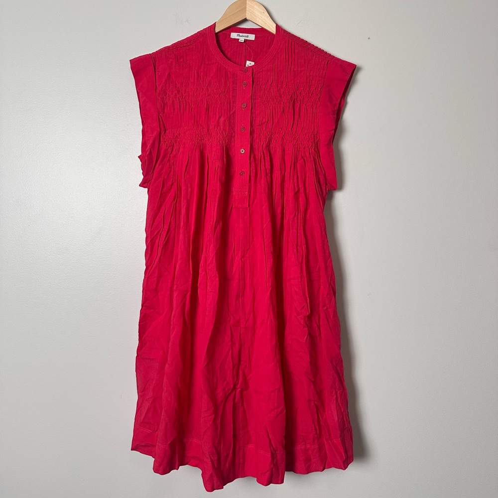 MADEWELL Embroidered Pleated Mini Dress Watermelon - Picture 6 of 10
